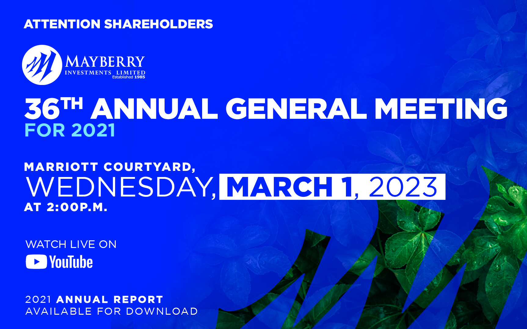 Mayberry Investments Limited (MIL) 36th Annual General Meeting Notice