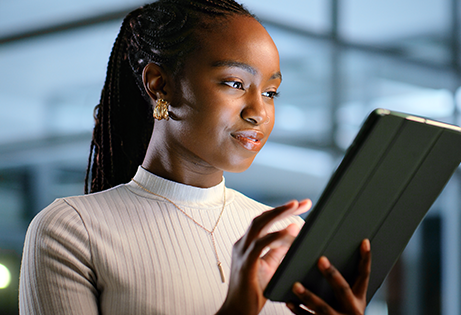 Open account - woman on a tablet